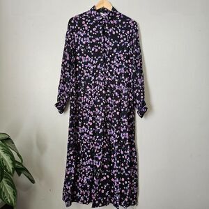 H&M Black and Purple Floral Maxi Dress